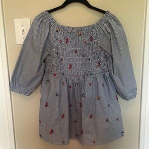 LAST CHANCE-PRICE REDUCED Smocked Embroidered Striped Top Size M